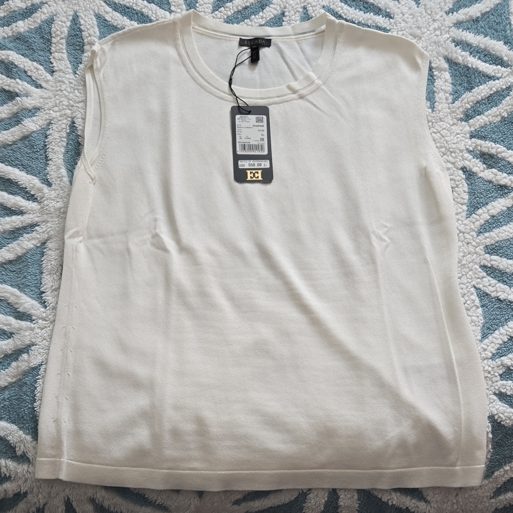 Escada Womens Ivory Sleeveless Knit Shell